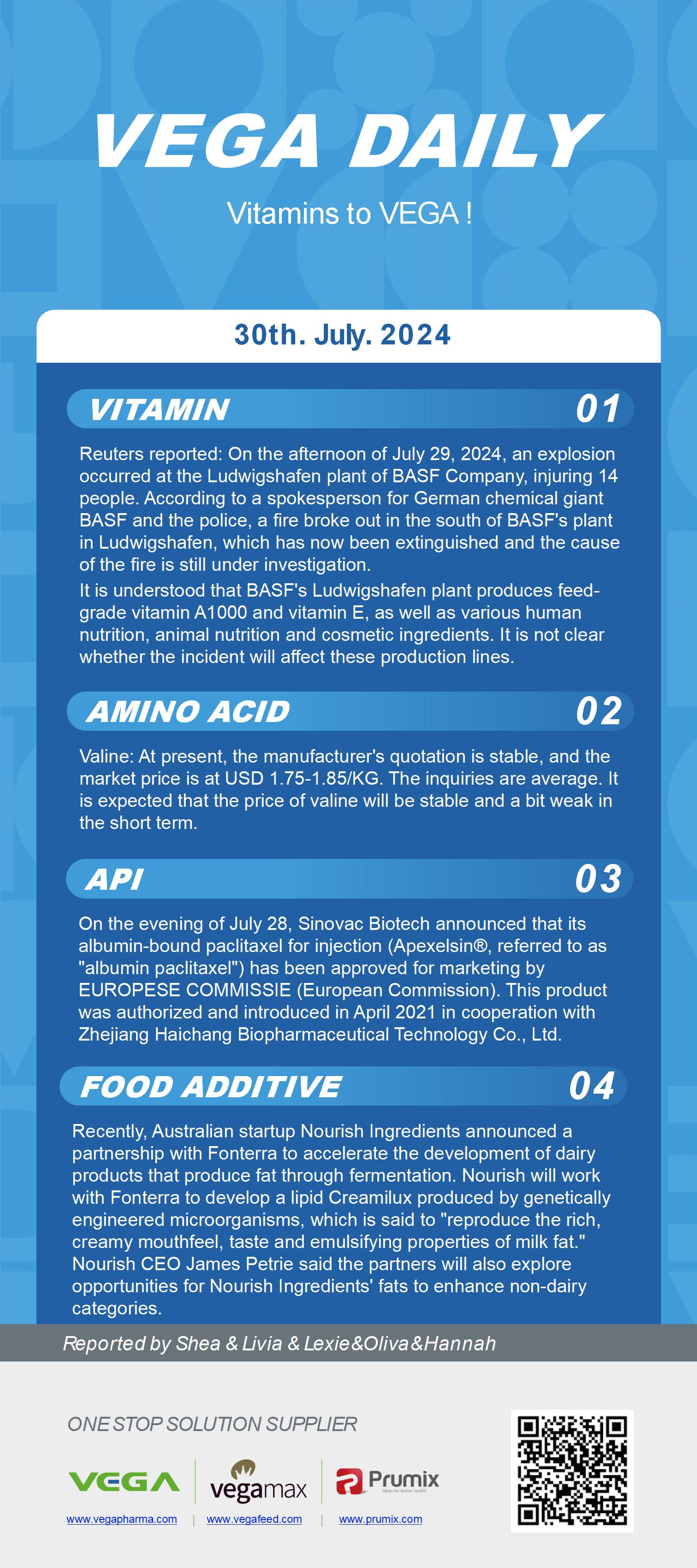 Vega Daily Dated on Jul 30th 2024 Vitamin Amino Acid APl Food Additives.jpg